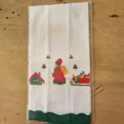 ST.CLARE CROSS STITCHED COTTON EMBROIDERED CHRISTMAS VINTAGE HAND GUEST TOWEL