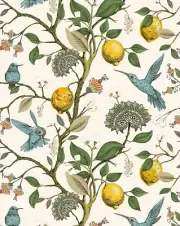 Blue Bird Self Adhesive Wallpaper Fresh Lemon Tree Peel and Stick Wallpaper R...