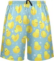 [UWSG] Corgi Men's Pajama Shorts Sleep Drawstring Short Pajama Pant Lounge Wear PJ Bottoms with Pockets, Duck, Medium Short
