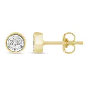 Solitaire Bezel Stud Earrings with 0.30ct of Diamonds in 9kt Yellow Gold