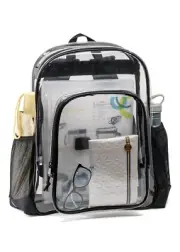 Super Soft Clear Backpack Lightweight Transparent Book Bag Mesh Side Pockets