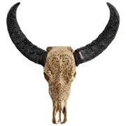 Indo Homewares Etched Buffalo Skull in Gold