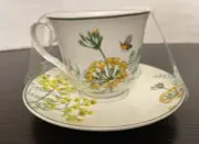 NWT Grace Teaware Yellow Flowers Honey Bee Tea Cup & Saucer 2 Pc Set