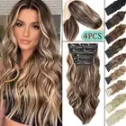 Wavy Thick Lace Weft Clip In Natural As Human Hair Extensions Full Head Balayage