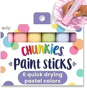 Ooly Chunkies 6 Pastel Paint Sticks For Kids, Tempera Paint Sticks Pastel Colors Set, No Mess Quick Drying Art Supplies for Toddlers and Kids