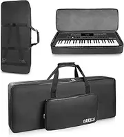 SUNDOY Portable Full Padded Keyboard Gig Bag, 49 Keys Electric Piano Case with 600D Oxford Cloth, 10mm Cotton Padding, Large Accessory Pocket (93x37x11-CM)