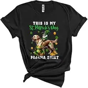 [Generic] This is My St. Patrick's Day Pajama Shirt, Lovely Gnome Riding Labrador Retriever, Shamrocks Unisex T-Shirt