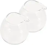 GRIRIW 2 pcs Mini Clear Glass Pitcher Milk and Coffee Pitcher with Spouts for Sauces and Compact Design Easy to Clean for Home Use