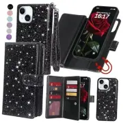 for iPhone 13 Wallet Case Detachable with Card Holder for iPhone 13 6.1" Black