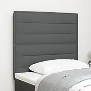 Upholstered Fabric Headboard, Adjustable Wall Mounted Bed Headboard for Bedroom, Dark Grey Lines Design, 80 cm Wide