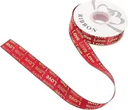 FRCOLOR Love Printed Polyester Ribbon: Valentines Day Ribbon for Wrapping Wedding Birthday Holiday Party Decoration Floral Cake DIY Craft Bow Making