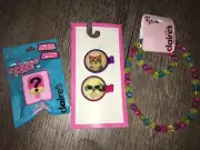 Claire’s Lip Gloss Jewelry Rainbow Necklace Set Kitty Hair Clip Lot