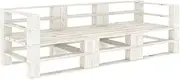 Garden Pallet Sofa, White 3-Seater Wooden Outdoor Furniture Bench for Patio, Backyard, Deck, Weather-Resistant