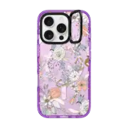 iPhone 16 Pro Impact Ring Stand Case MagSafe Compatible Abstract modern coral white pastel rustic floral