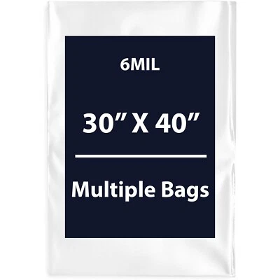 6Mil 30" X 40" | LDPE Clear Flat Poly Bags, Flexible & Durable | Multiple Bags