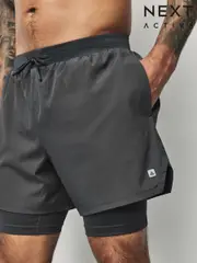 Slate Grey Active 2-In-1 Shorts (E95441) | $55