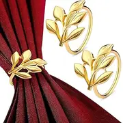 20 Pieces Gold Napkin Rings - Gold Leaf Napkin Rings Gold Ring Napkin Holder Dining Table Decor Flower Napkin Rings Boho Napkin Rings Leaves Tea Party Decor Modern Napkin Holder for Table Napkin Ring