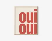 Oui Oui Print Typography Poster Trendy Wall Art French Retro Poster Type Art