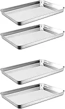 UPKOCH 4 Pack Half Sheet Pan Nonstick Baking Pan Rectangle Cake Pan Stainless Steel Cookie Sheets Baking Grilling Plate Flat Bottom Tray, I1821KRGPSX8B2AJ31XPTN