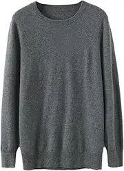 [Zadaos] Men' 100% Solid Cashmere Sweater O-Neck Loose Pullover Autumn Warm Shirt Knit Jacket Gray S