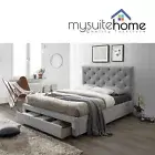 Poppy Fabric Single/King Single/Double/Queen Size Bed Frame with Storage Drawer