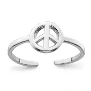 Sterling Silver Rhodium-plated Peace Sign Toe Ring