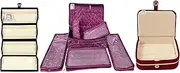 atorakushon Combo Satin Purple Make-Up Pouch Jewellery Box 4 Pouch 1 roll Bangle Bag with Velvet Cream Ring & Earring Folder Jewellery Organizer/Storage Box