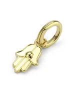 Aqua Pave Hamsa Hand Charm in Gold Tone - Exclusive