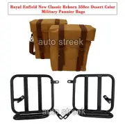 For Royal Enfield Classic Reborn 350 Military Desert Pannier Bag With Fitting