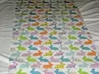 Colorful Bunny on White Background Handmade Easter Table Runner