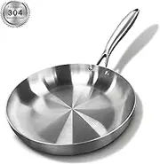 HEYITOP Stainless Steel NonStick Frying Pan Wok, 28cm, Tri-Ply Clad, Induction & Gas Stove Compatible