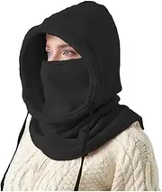 [SQYPJ] Masque Outdoor Winter Warm Cap Thicken Fleece Hat Waterproof Soft Thermal Plush Balaclava Hat Hooded Neck Balaclava(Black)