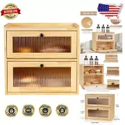 Large Capacity Farmhouse Bread Box with Acrylic Door - Kitchen Counter Essential