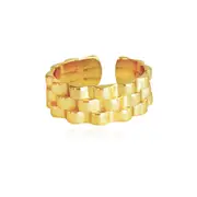 Culturesse Alexine Sterling Silver 2.1cm Adjustable Open Ring 18K Gold Plating