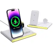 4-in-1 Foldable Wireless Magnetic Charging Station for iPhone Samsung Phone Apple Watch and AirPods-White