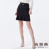 在飛比找momo購物網優惠-【MYVEGA 麥雪爾】腰帶魚尾彈性短裙-黑