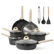 Nonstick Pots and Pans Set, 13 Pcs Induction Kitchen Cookware Sets (Black Granit