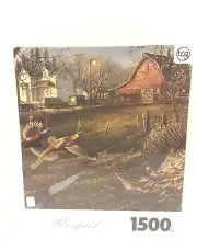Thanks Be Given Regal 1500 Piece Jigsaw Puzzle Fall Pheasants Farm 37"× 21"