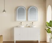600*900*155mm Poseidon Olivia Arch Matt Black/White LED Mirror Shaving Cabinet
