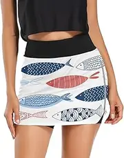 [ODAWA] Decorative Fish White Women Skirt Quick Drying Sport Skirt