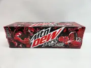 12 Cans Mountain Dew Code Red Zero Sugar - Case - Brand New - Cherry