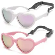 Flexible Heart Shaped Baby Polarized Sunglasses with Strap Adjustable Toddler...
