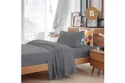 Single Size Grey Color Poly Cotton Fitted Sheet Flat Sheet Pillowcase Sheet Set