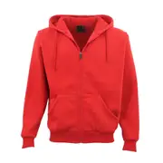 Adult Unisex Zip Plain Fleece Hoodie Hooded Jacket Mens Sweatshirt Jumper XS-6XL - Red