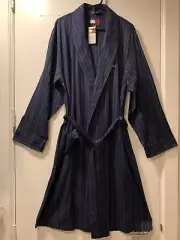 NWT Tommy Hilfiger Men’s Premium Cotton Robe NightGown Navy Blue Medium