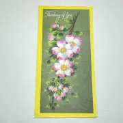 Vintage Thinking Of Your Card Bright Yellow Flowers Ephemera Junk Journal Craft