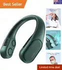 Portable Neck Fan, Bladeless Twin Turbine Fan, Rechargeable Battery Operated ...