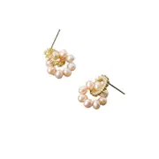 ANYCO Fashion Earrings Sterling Silver Sweet Statement Gold Natural Baroque Pearl Stud Earrings for Women Fashion Charm Shiny Zircon Jewelry
