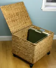 Storage Wicker Basket Set Rattan Organizer Box Lid Home Natural Large Modern New