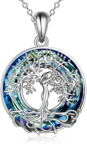 Tree of Life Necklace 925 Sterling Silver Crystal Tree of Life Pendant Necklace